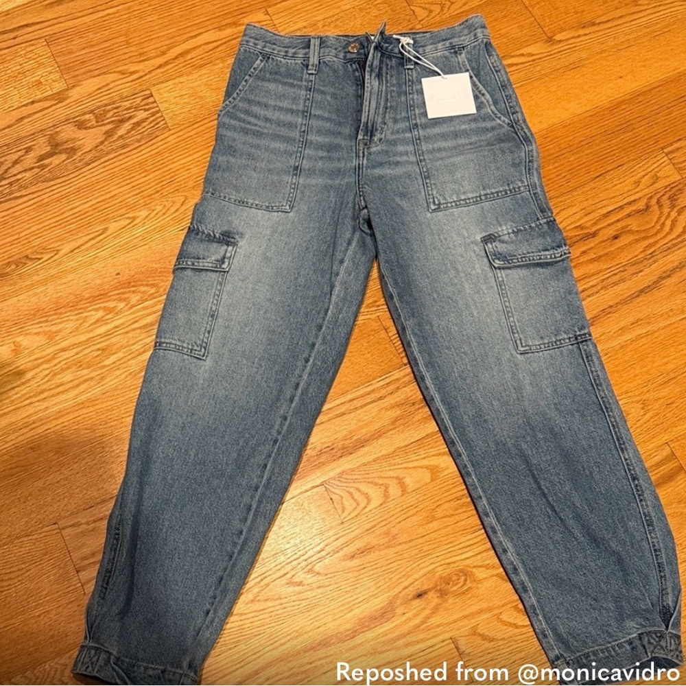 Pistola Josephine High Rise Tapered Cargo Jeans in Light Blue